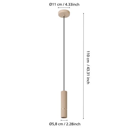 Eglo - LED Пендел 1xGU10/5W/230V 3000K бежов