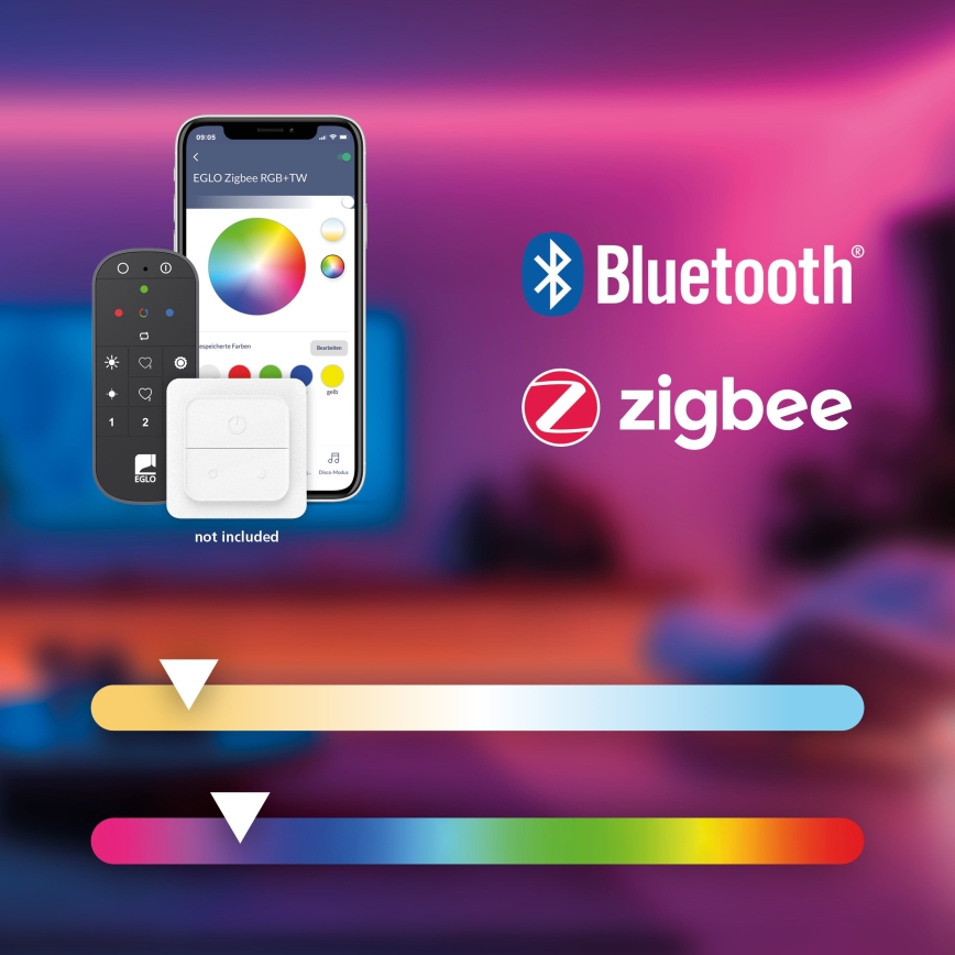 Eglo - LED RGBW Димируем плафон LED/22W/230V 2700-6500K черен