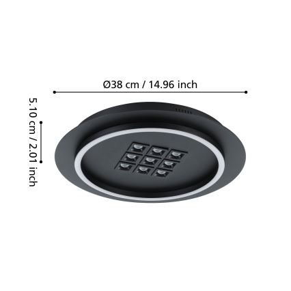 Eglo - LED Димируем плафон LED/21,4W/230V 2700-6500K черен + дистанционно управление