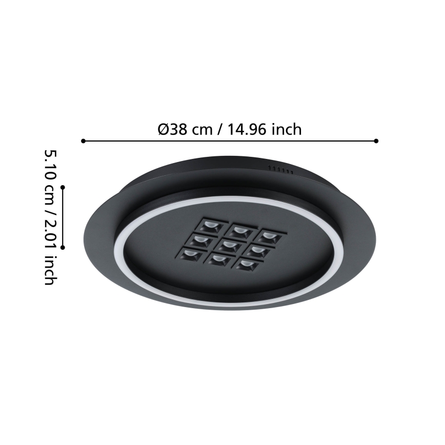 Eglo - LED Димируем плафон LED/21,4W/230V 2700-6500K черен + дистанционно управление