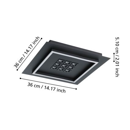 Eglo - LED Димируем плафон LED/21,4W/230V 2700-6500K черен + дистанционно управление