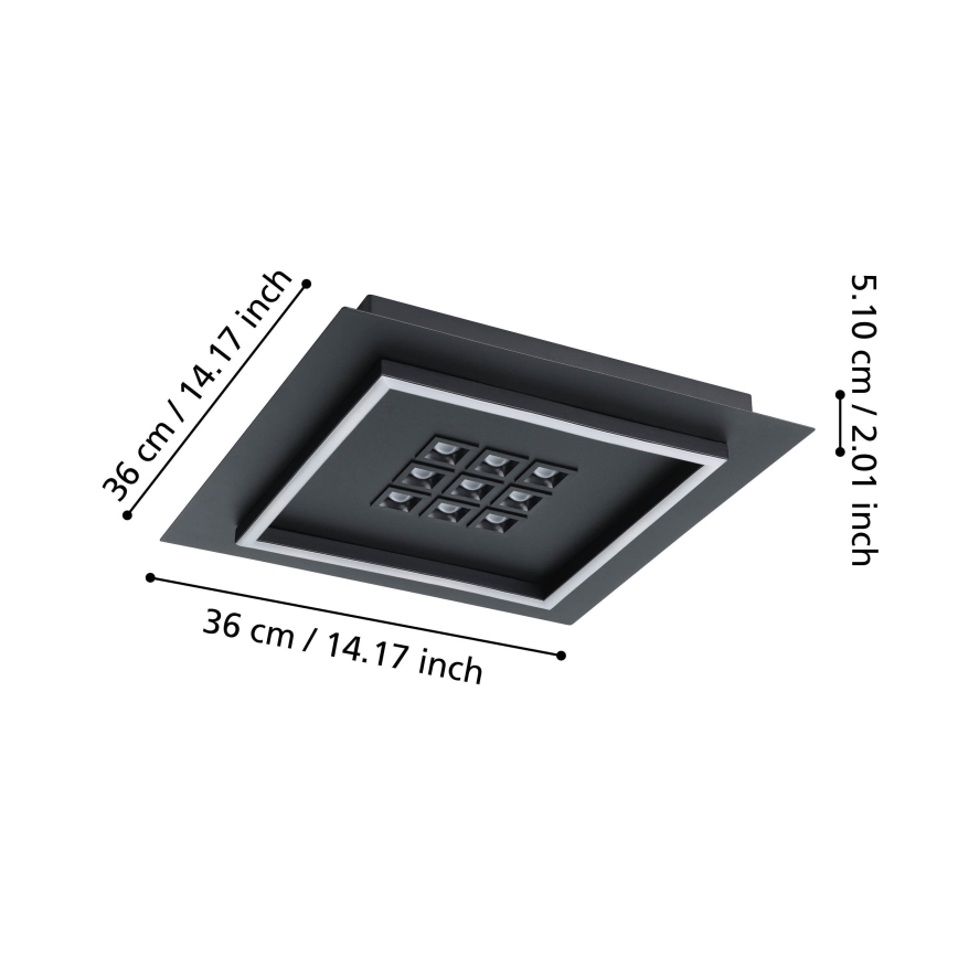 Eglo - LED Димируем плафон LED/21,4W/230V 2700-6500K черен + дистанционно управление