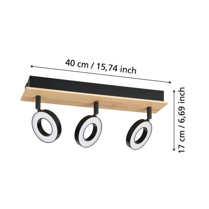 Eglo - LED точково осветително тяло 3xLED/4,2W/230V черно/кафяво