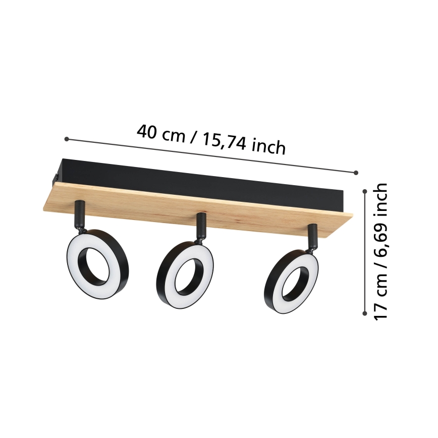 Eglo - LED точково осветително тяло 3xLED/4,2W/230V черно/кафяво