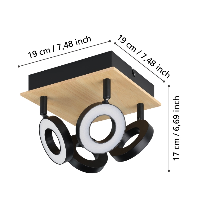 Eglo - LED точково осветително тяло 4xLED/4,2W/230V черно/кафяво