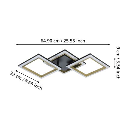Eglo - LED Димируем плафон LED/20W/230V 4000K черен/златист