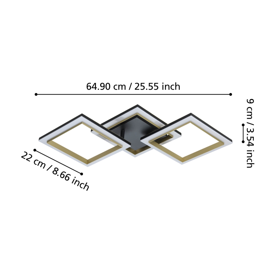 Eglo - LED Димируем плафон LED/20W/230V 4000K черен/златист