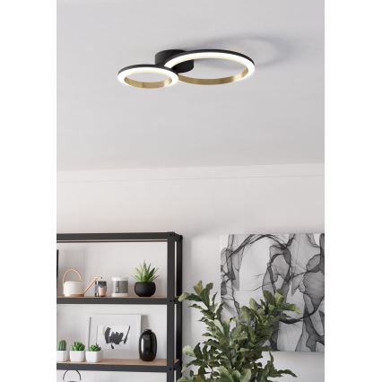 Eglo - LED Димируем плафон LED/12W/230V 4000K черен/златист
