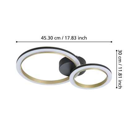 Eglo - LED Димируем плафон LED/12W/230V 4000K черен/златист