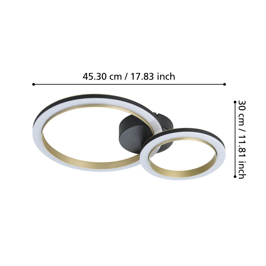 Eglo - LED Димируем плафон LED/12W/230V 4000K черен/златист