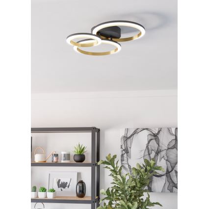 Eglo - LED Димируем плафон LED/20W/230V 4000K черен/златист