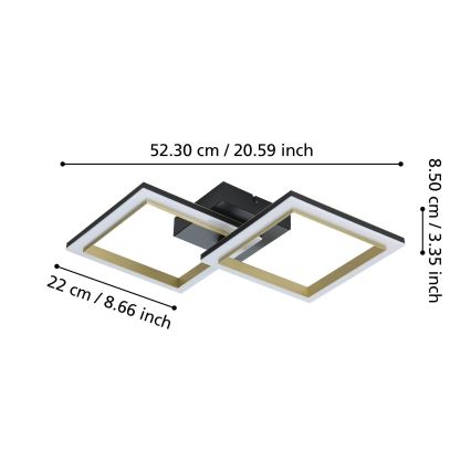 Eglo - LED Димируем плафон LED/18,4W/230V 4000K черен/златист