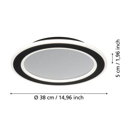 Eglo - LED Димируем плафон LED/20W/230V 2700-6500K черен + дистанционно управление