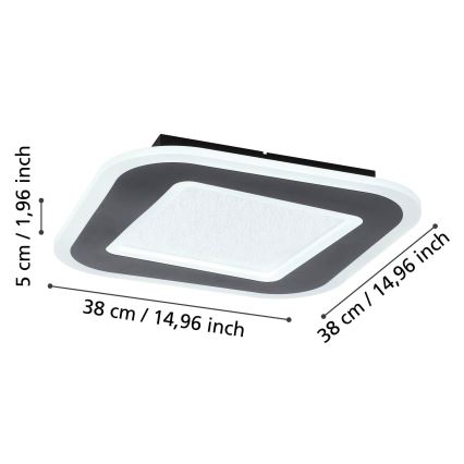 Eglo - LED Димируем плафон LED/20W/230V 2700-6500K черен + дистанционно управление