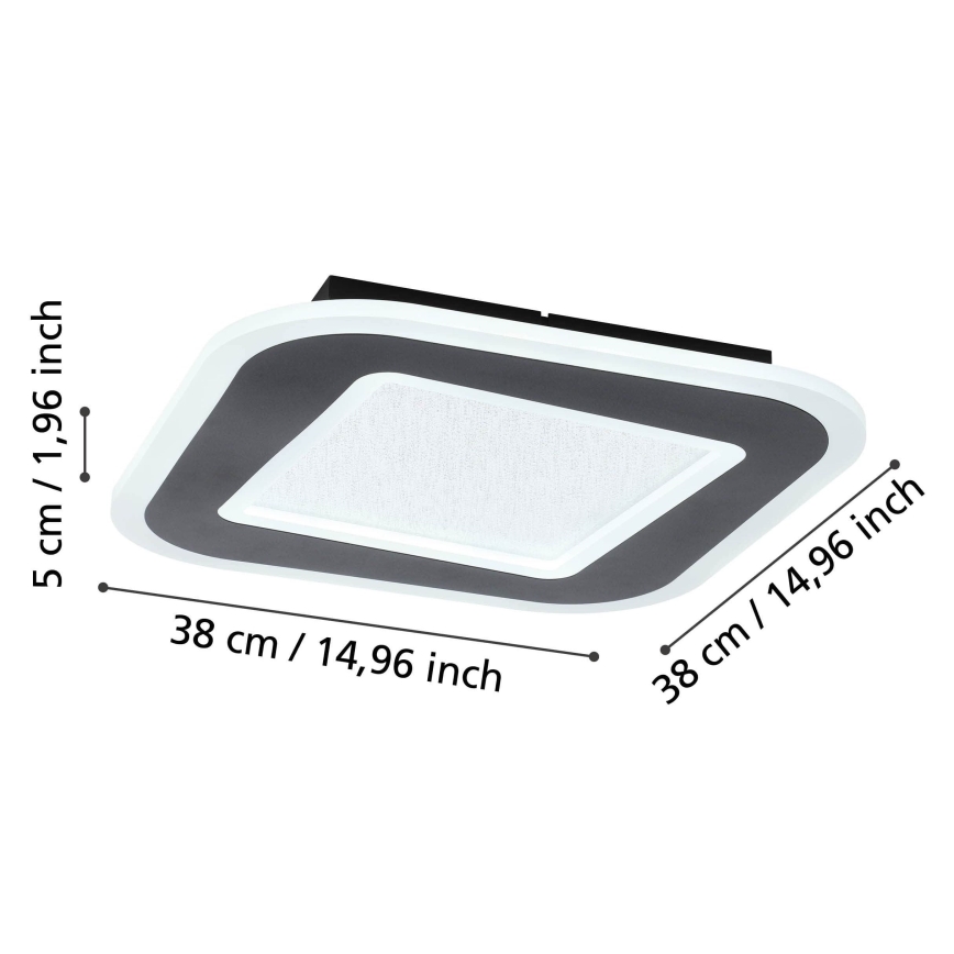 Eglo - LED Димируем плафон LED/20W/230V 2700-6500K черен + дистанционно управление
