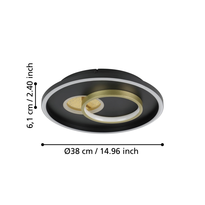Eglo - LED Плафониера 1xLED/14W/230V + 1xLED/8,5W Ø 38 см черен/златист