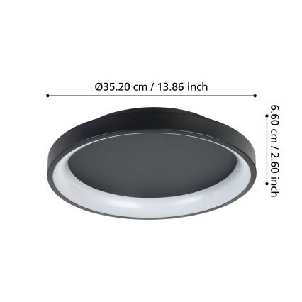 Eglo - LED Димируем плафон LED/12W/230V 2700-6500K черен + дистанционно управление