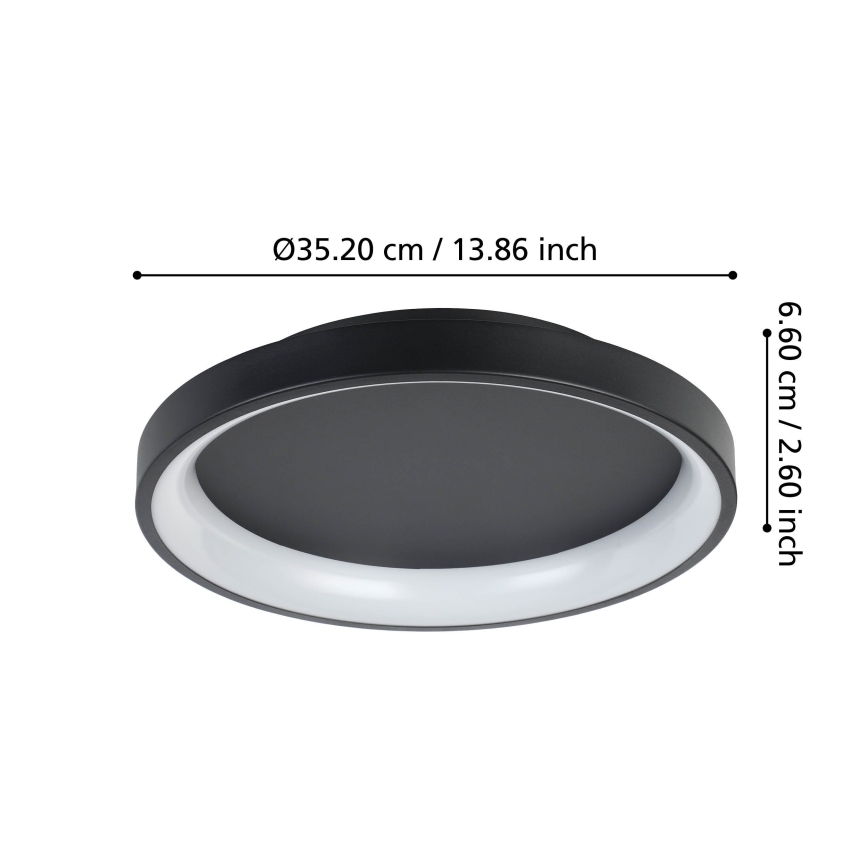 Eglo - LED Димируем плафон LED/12W/230V 2700-6500K черен + дистанционно управление