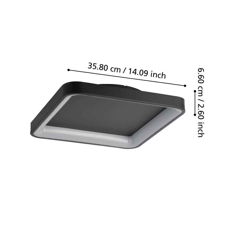 Eglo - LED Димируем плафон LED/12W/230V 2700-6500K черен + дистанционно управление