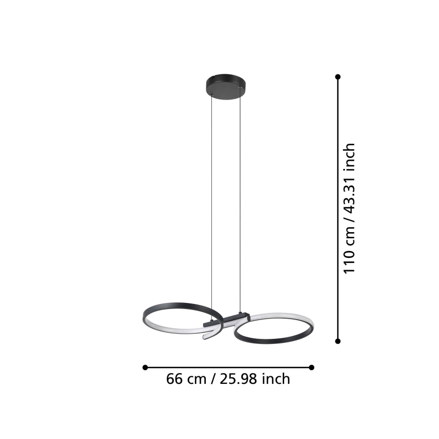 Eglo - LED Пендел LED/21W/230V 3000K черен