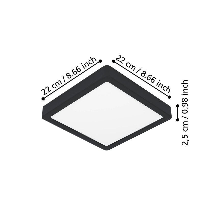 Eglo - LED таванно осветително тяло LED/10,5W/230V 2700/4000/6500K 22x22cm черно