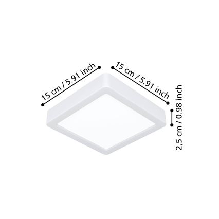 Eglo - LED таванен плафон LED/7W/230V 2700/4000/6500K 15x15 cm бял