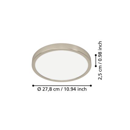 Eglo - LED таванен плафон LED/14,2W/230V 2700/4000/6500K Ø 27,8 cm матов хром