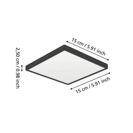 Eglo - LED таванно осветително тяло за баня LED/7W/230V 15x15 см IP44 черно