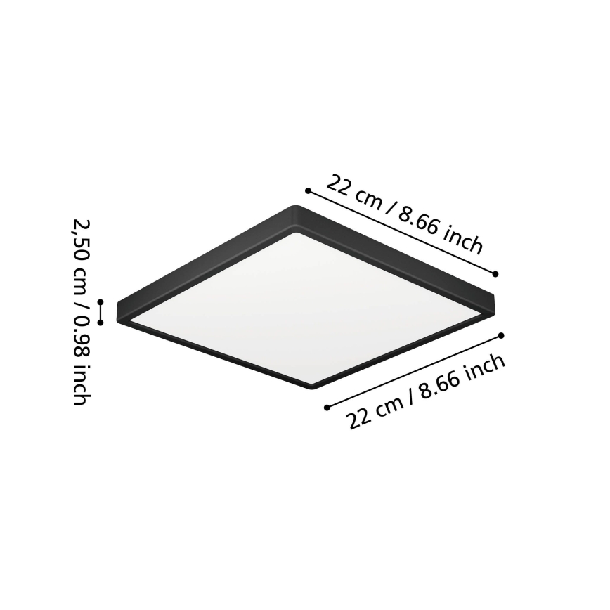 Eglo - LED таванно осветително тяло за баня LED/10,5W/230V 2700/4000/6500K 22x22 cm IP44 черно