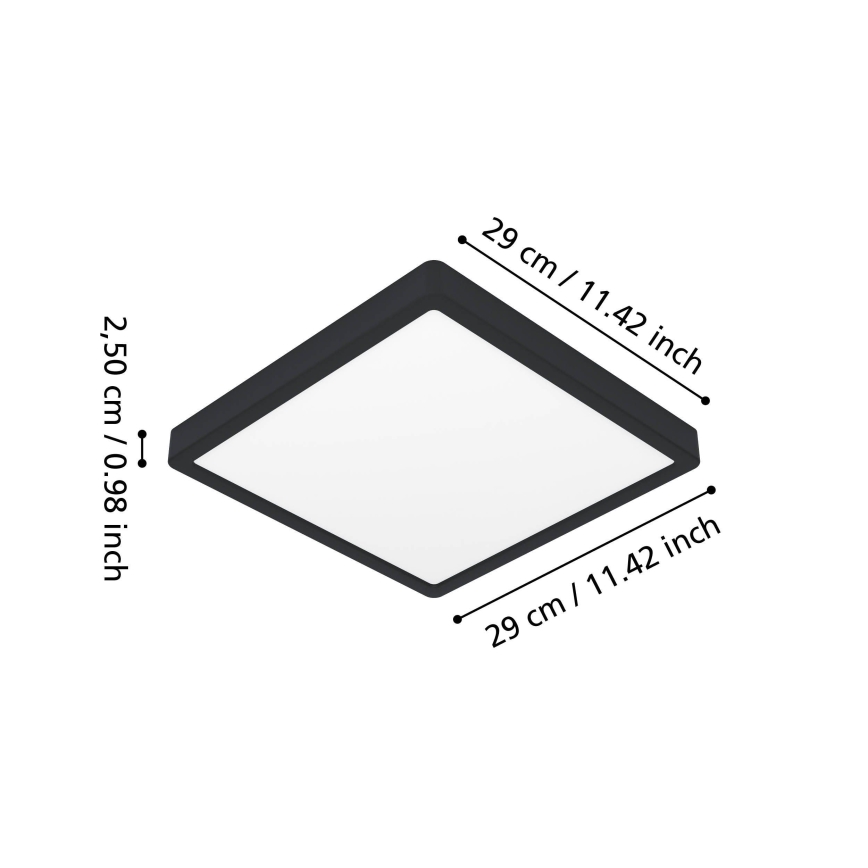 Eglo - LED таванно осветително тяло за баня LED/13W/230V 2700/4000/6500K 29x29 cm IP44 черно