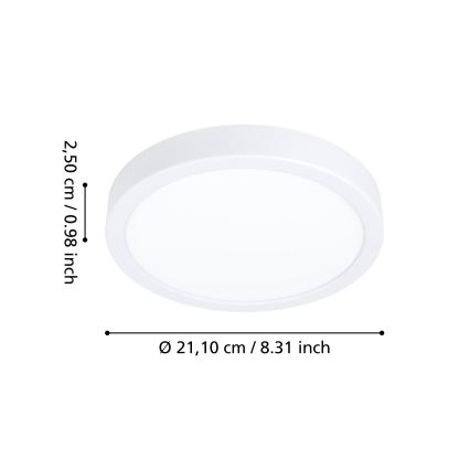 Eglo - LED таванно осветително тяло за баня, LED/11,5W/230V, Ø 21,1 cm, IP44, бяло