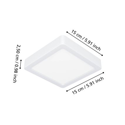 Eglo - LED плафон за баня 7W/230V 2700/4000/6500K 15x15 см IP44 бял