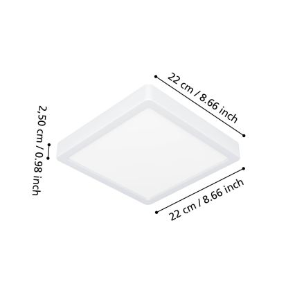 Eglo - LED таванно осветително тяло за баня LED/10,5W/230V 2700/4000/6500K 22x22 cm IP44 бяло