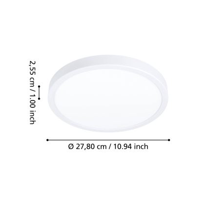 Eglo - LED RGBW димируема таванна лампа за баня LED/14,3W/230V 2700-6500K Ø 27,8 см IP44 бяла