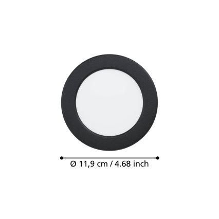 Eglo - LED вградено таванно осветително тяло LED/6,3W/230V 2700/4000/6500K Ø 11,9 cm черно