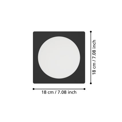 Eglo - вградено таванно LED осветително тяло LED/10,5W/230V 2700/4000/6500K 16,6x16,6 cm черно