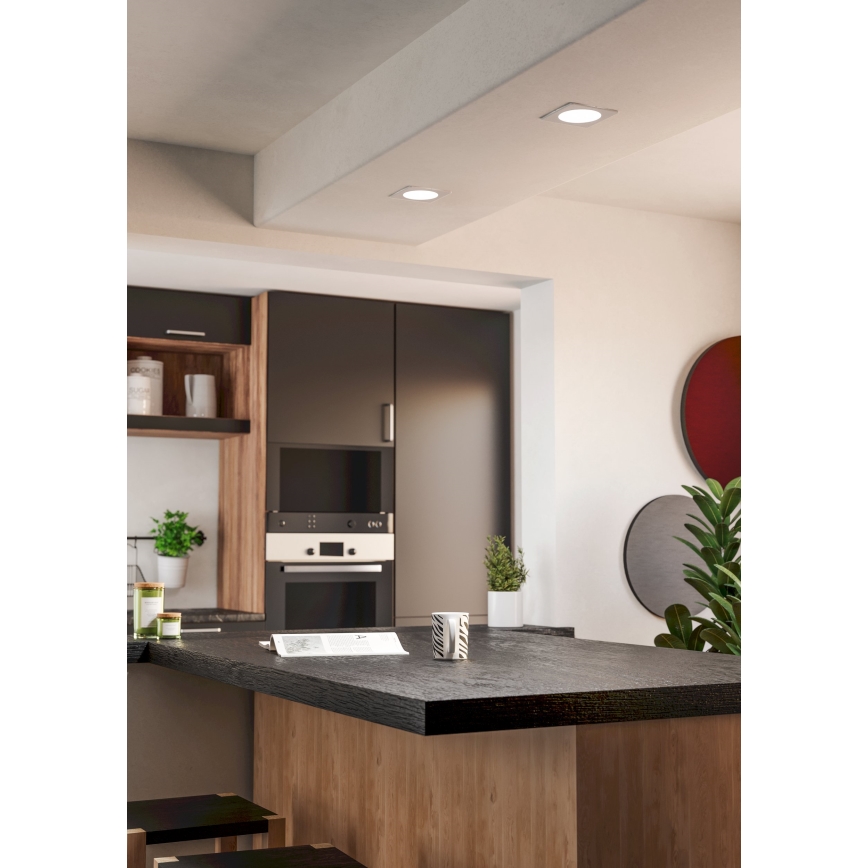 Eglo - вградено LED таванно осветително тяло, 6,3 W, 230 V, 2700/4000/6500 K, 11,9 x 11,9 см, бяло