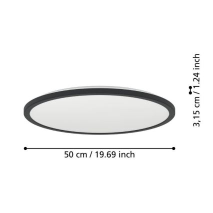Eglo - LED Плафон за баня LED/16,8W/230V 2700/4000/6500K Ø 50 см IP44 черен