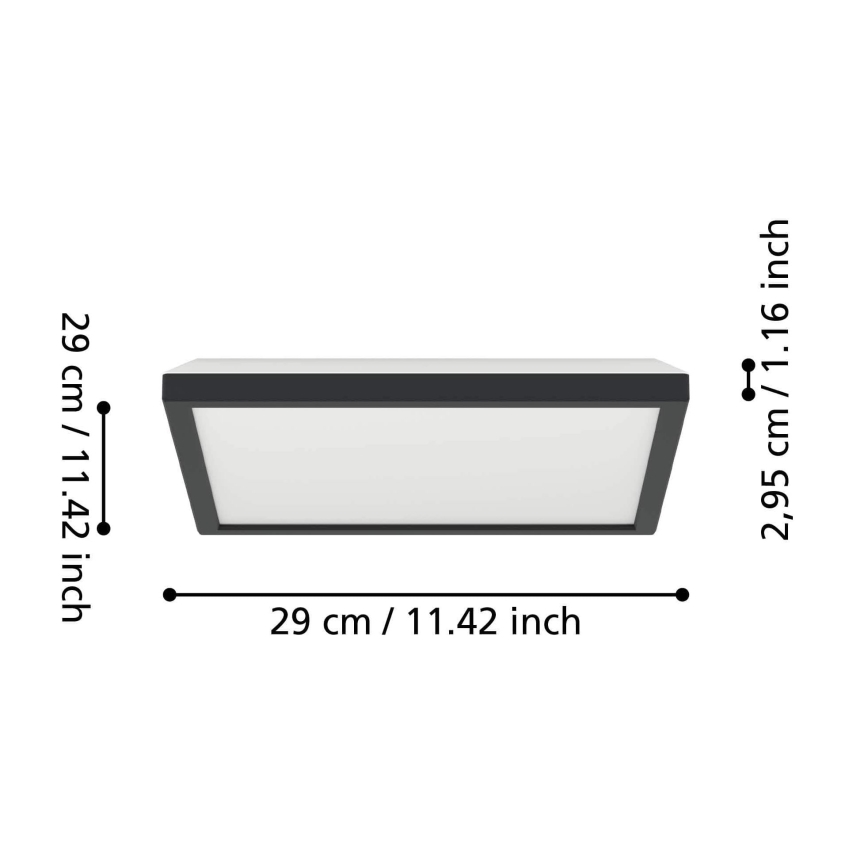 Eglo - LED таванно осветително тяло за баня LED/13,4W/230V 2700/4000/6500K 29x29 см IP44 черно