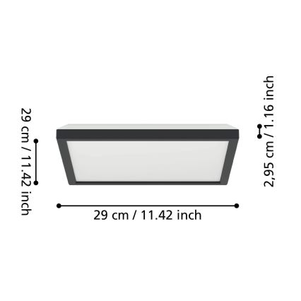 Eglo - LED Плафон за баня LED/13,4W/230V 2700/4000/6500K 29x29 см IP44 черен