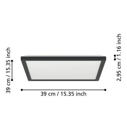 Eglo - LED Плафон за баня LED/17,6W/230V 2700/4000/6500K 39x39 см IP44 черен