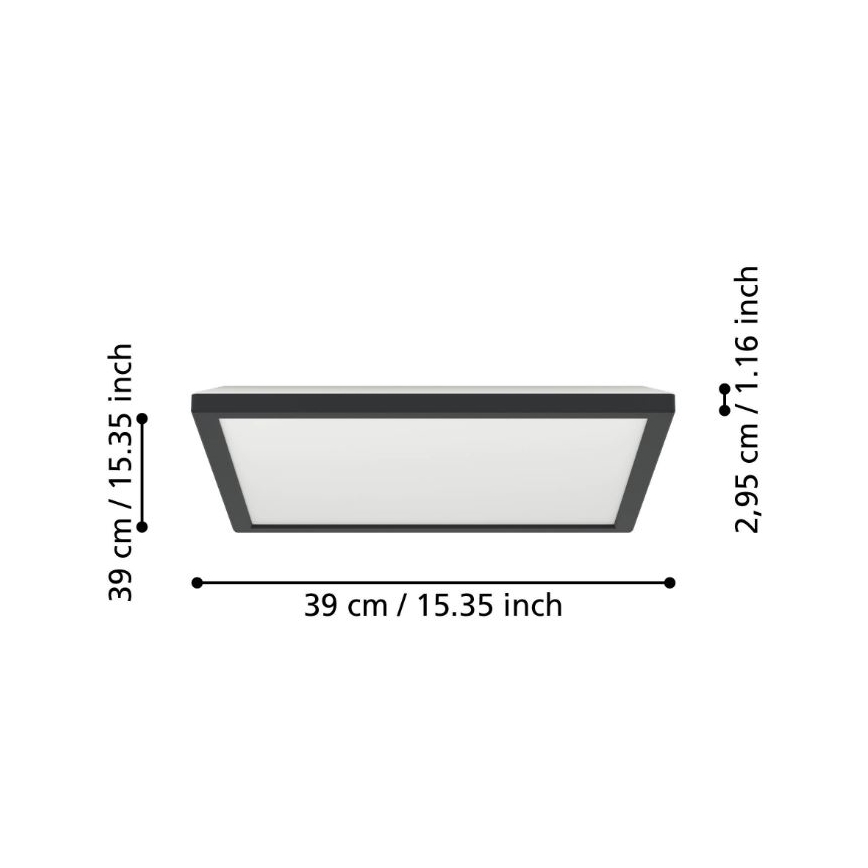 Eglo - LED Плафон за баня LED/17,6W/230V 2700/4000/6500K 39x39 см IP44 черен
