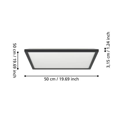 Eglo - LED Плафон за баня LED/17W/230V 2700/4000/6500K 50x50 см IP44 черен