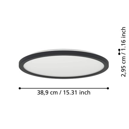 Eglo - LED Димируем плафон за баня LED/18,5W/230V 2700-6500K Ø 38,9 см IP44 черен + дистанционно управление