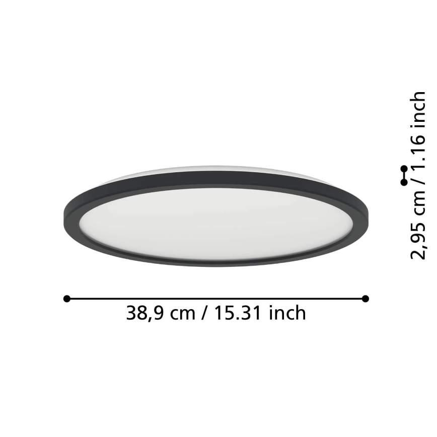 Eglo - LED Димируем плафон за баня LED/18,5W/230V 2700-6500K Ø 38,9 см IP44 черен + дистанционно управление
