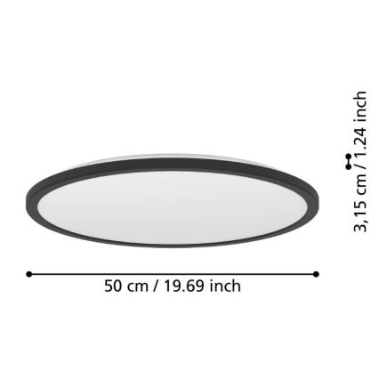 Eglo - LED Димируем плафон за баня LED/16,8W/230V 2700-6500K Ø 50 см IP44 черен + дистанционно управление