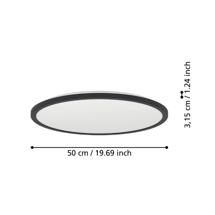 Eglo - LED Димируем плафон за баня LED/16,8W/230V 2700-6500K Ø 50 см IP44 черен + дистанционно управление