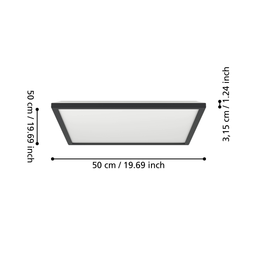 Eglo 901457 - LED Димируем плафон за баня LED/17W/230V 2700-6500K 50x50 см IP44 черен + дистанционно управление