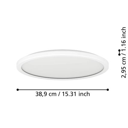 Eglo - LED Димируем плафон за баня LED/18,5W/230V 2700-6500K Ø 38,9 см IP44 бял + дистанционно управление