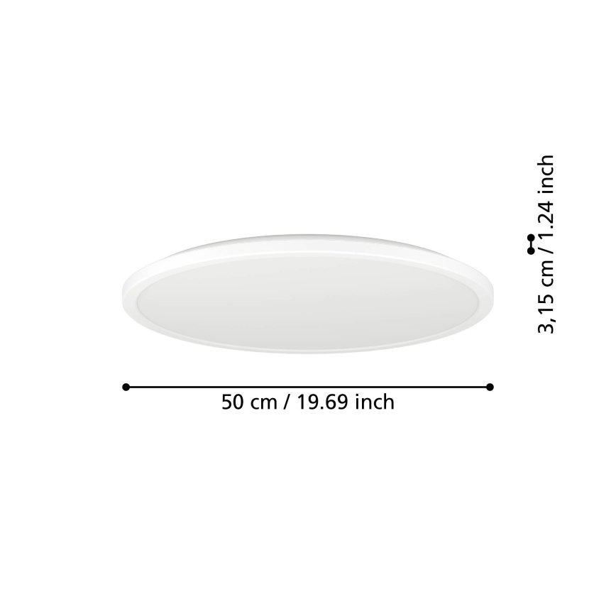 Eglo - LED Димируем плафон за баня LED/16,8W/230V 2700-6500K Ø 50 см IP44 бял + дистанционно управление